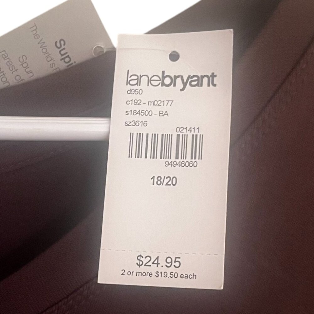 NEW} "2 For 1" - Lane Bryant Tee Shirts, Chocolate Brown & Black - Size 18-20 - Picture 3 of 10